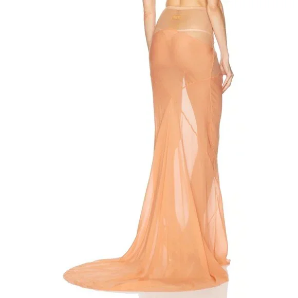 THE ATTICO Long Skirt in Peach Orange Maxi - Picture 5 of 7